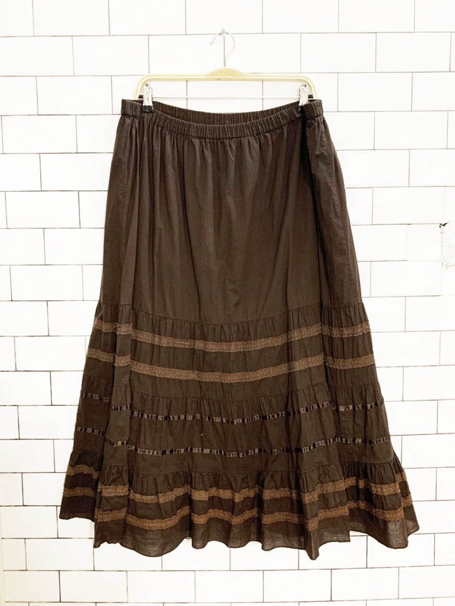 vintage 00s st johns bay boho tiered lace maxi skirt - good market thrift store