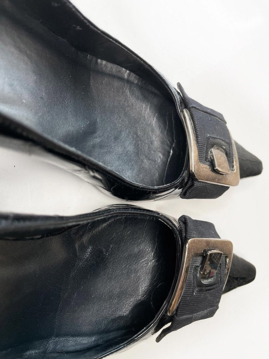 vintage 00s stuart weitzman patent buckle pointed toe pump - good market thrift store