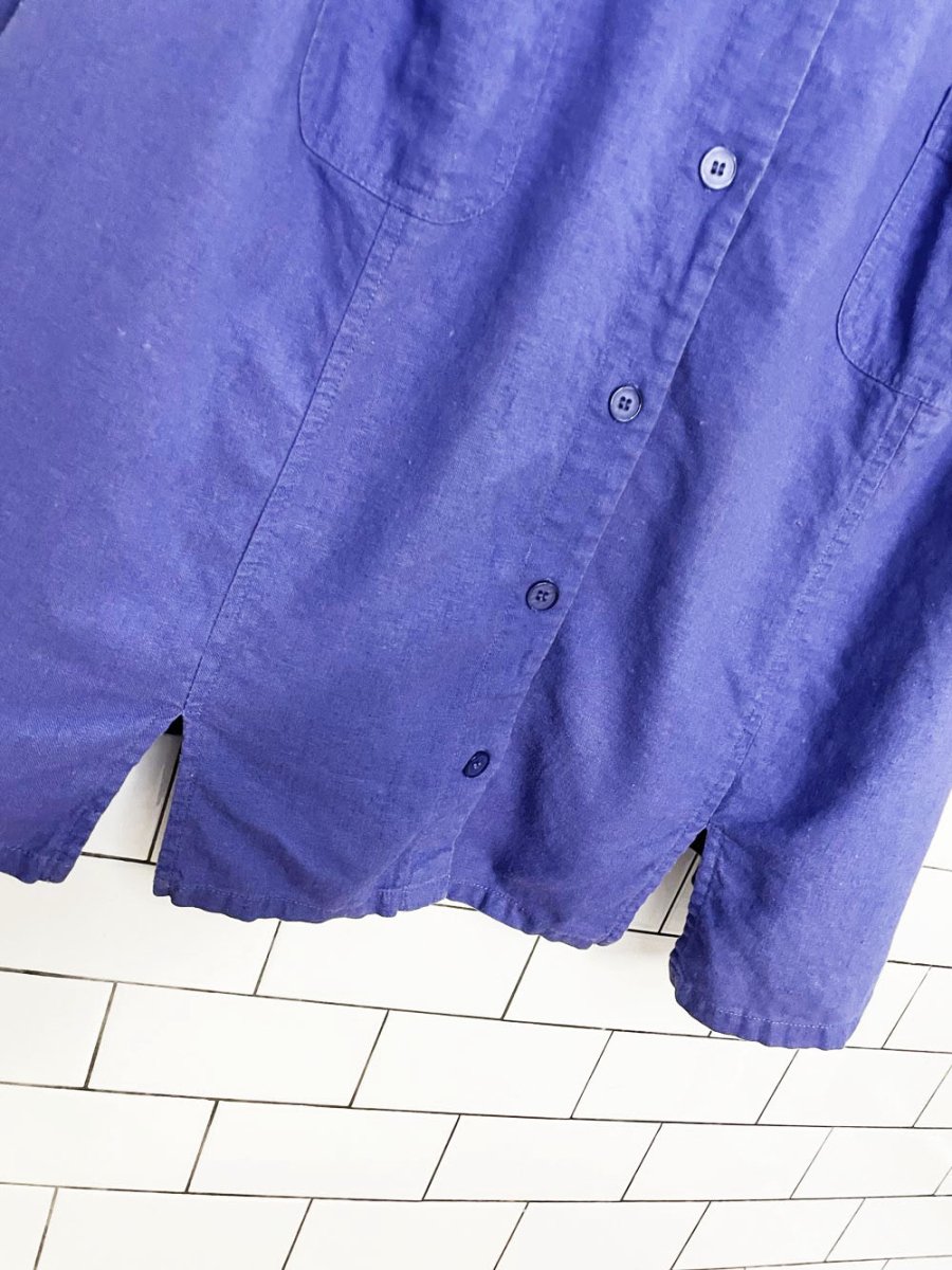 vintage 00s studio ease linen-blend boxy full button shirt - good market thrift store