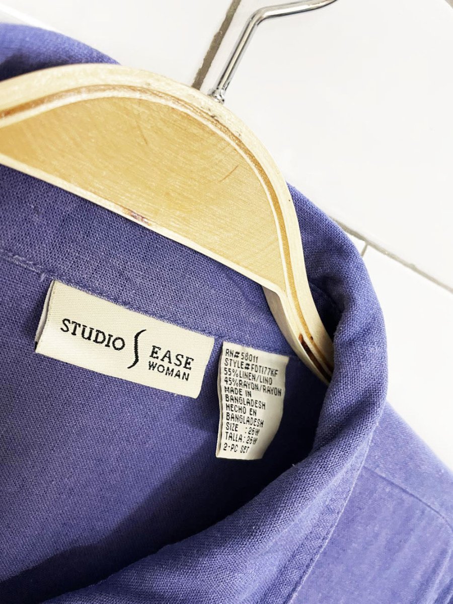 vintage 00s studio ease linen-blend boxy full button shirt - good market thrift store