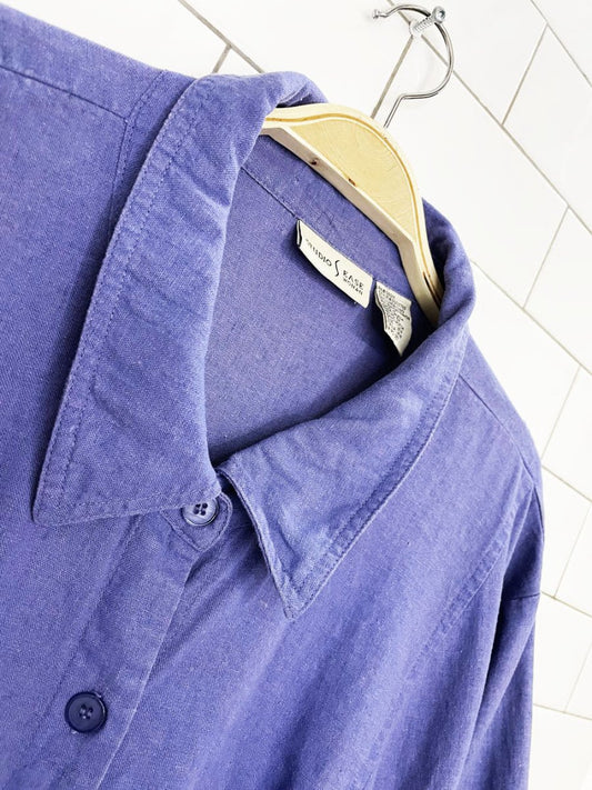 vintage 00s studio ease linen-blend boxy full button shirt - good market thrift store