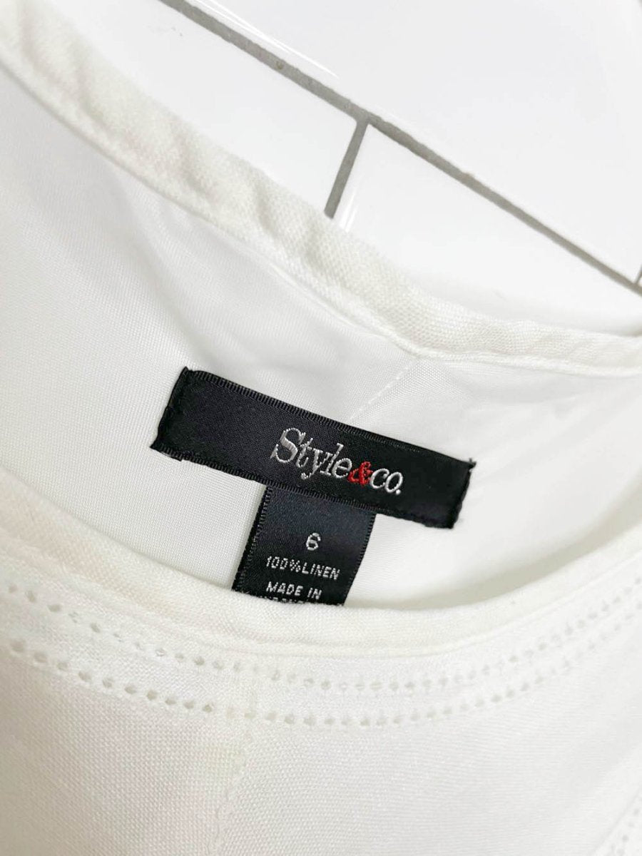 vintage 00s style & co. 100% linen minimal midi dress - good market thrift store