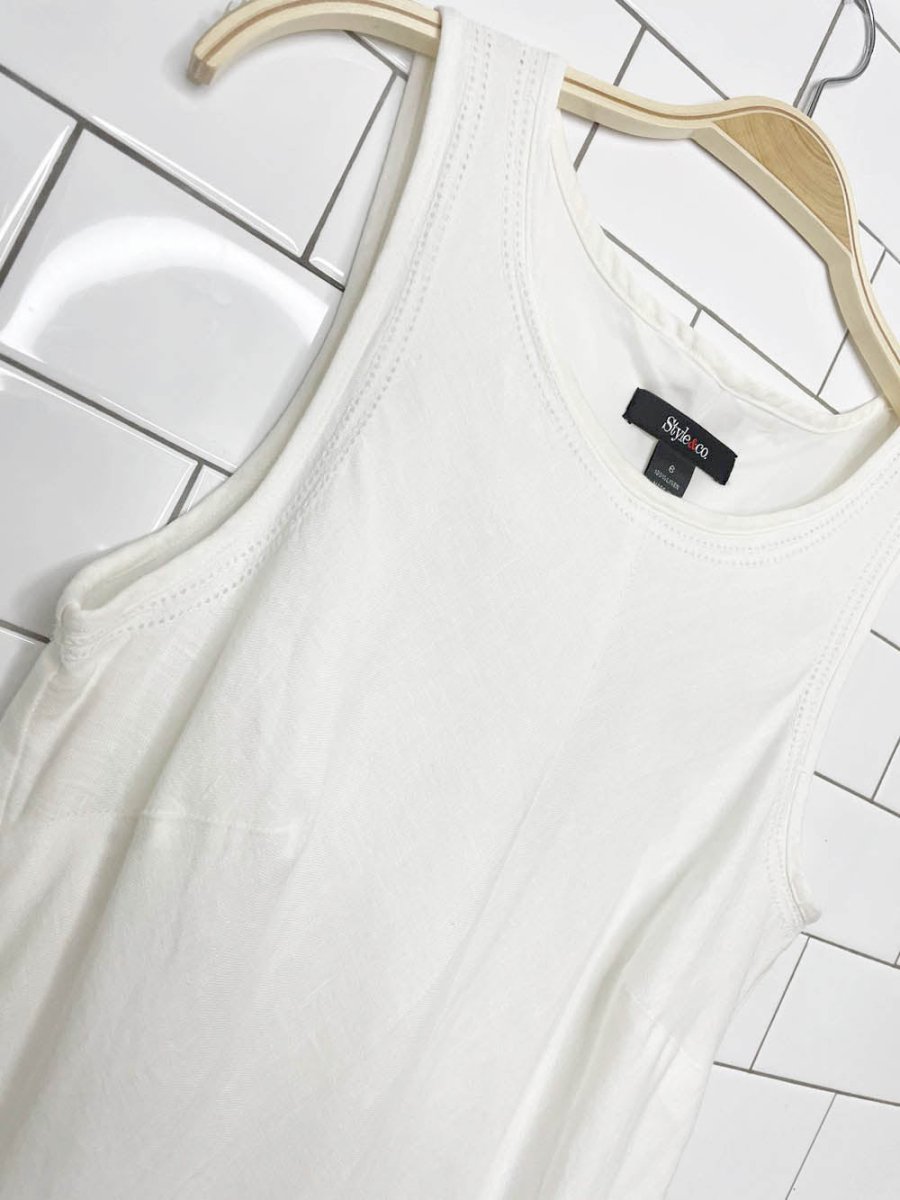 vintage 00s style & co. 100% linen minimal midi dress - good market thrift store