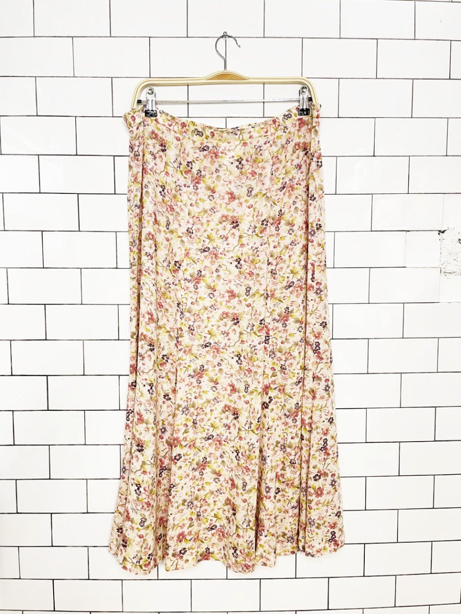 vintage 00s susan bristol floral a-line midi skirt | made in Canada - good market thrift store