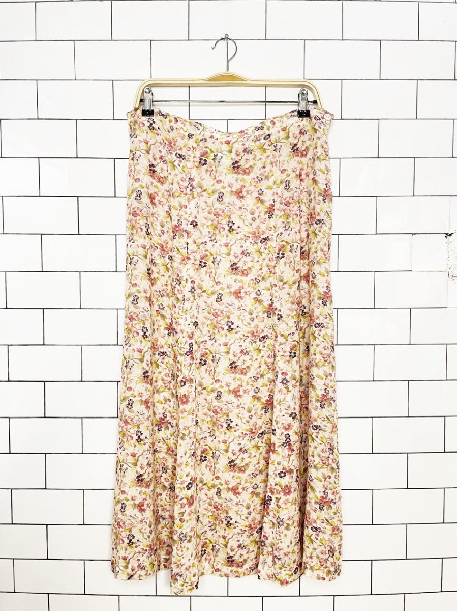 vintage 00s susan bristol floral a-line midi skirt | made in Canada - good market thrift store