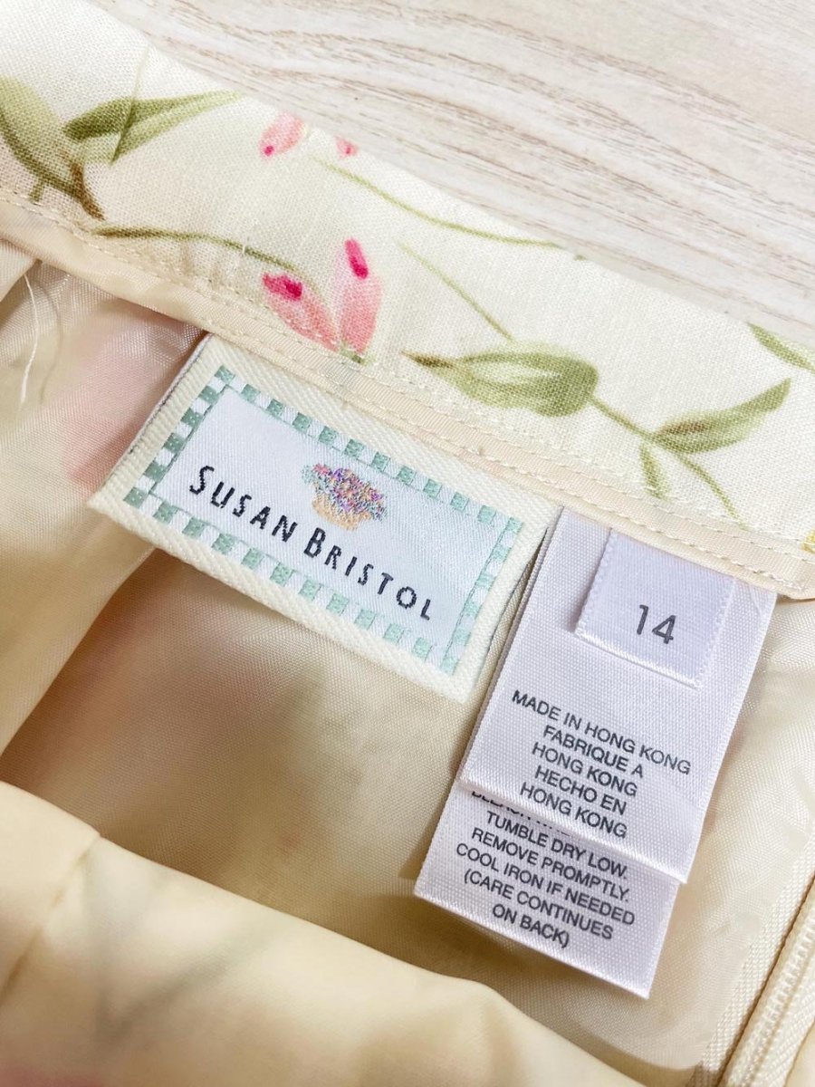 vintage 00s susan bristol linen-blend floral wrap midi skirt + scarf - good market thrift store