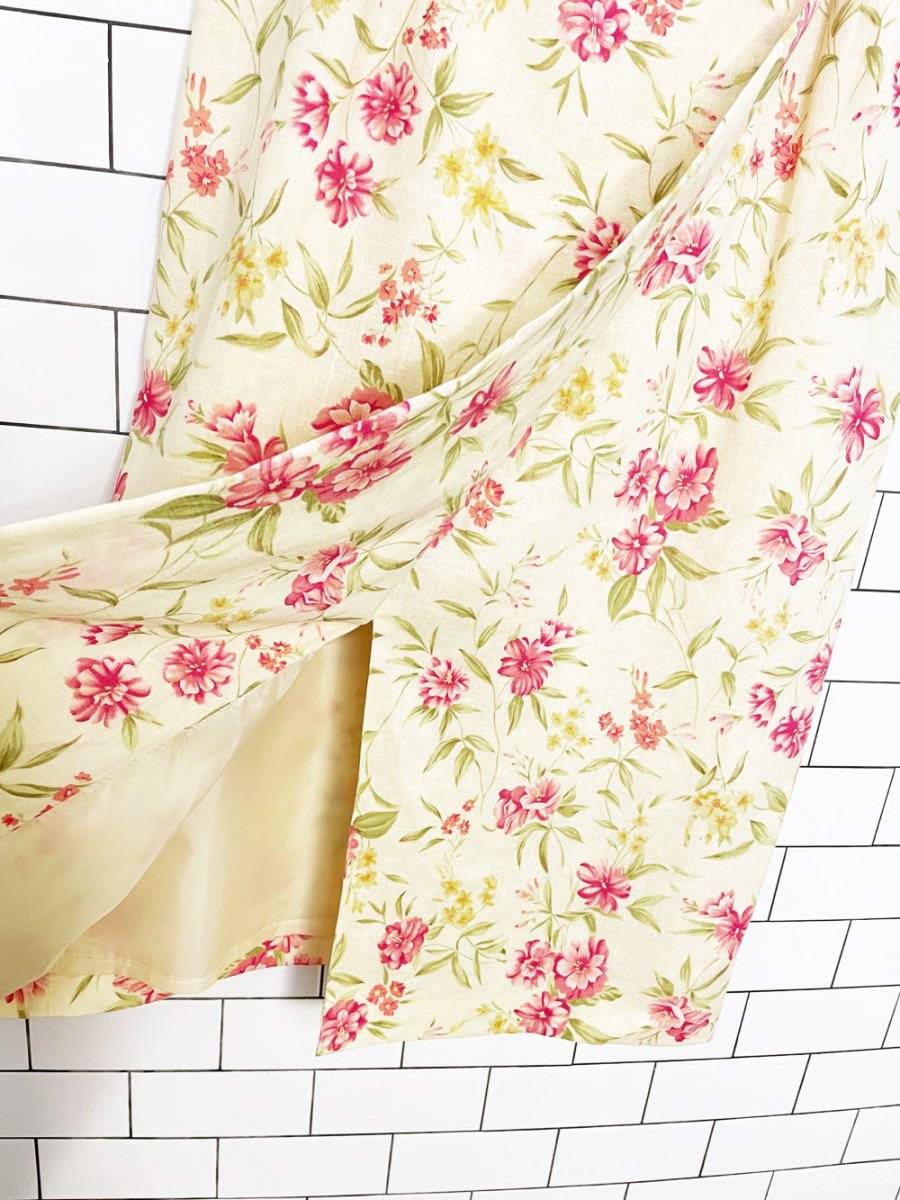 vintage 00s susan bristol linen-blend floral wrap midi skirt + scarf - good market thrift store