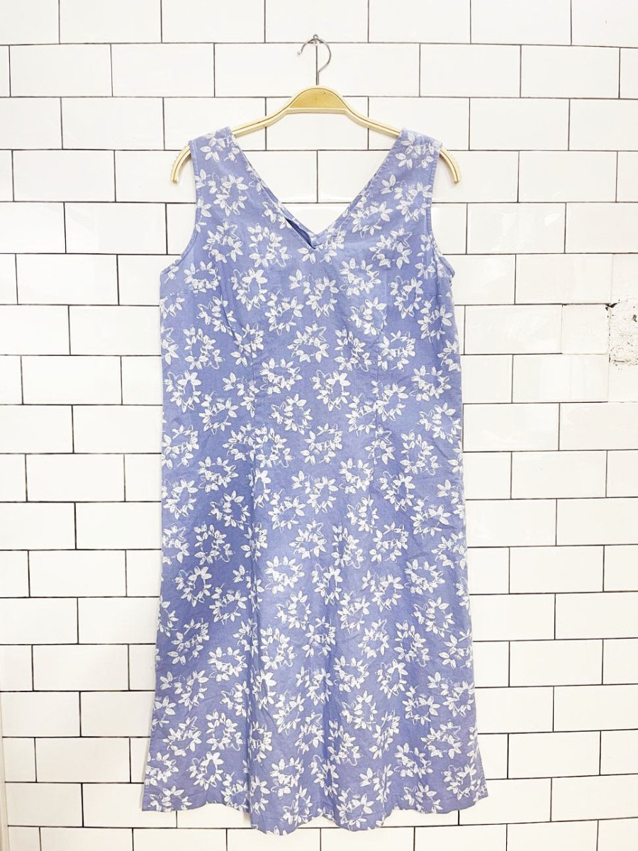 vintage 00s susan bristol linen-blend minimal floral midi dress - good market thrift store