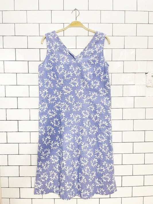 vintage 00s susan bristol linen-blend minimal floral midi dress - good market thrift store