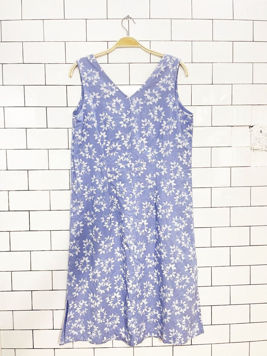 vintage 00s susan bristol linen-blend minimal floral midi dress - good market thrift store