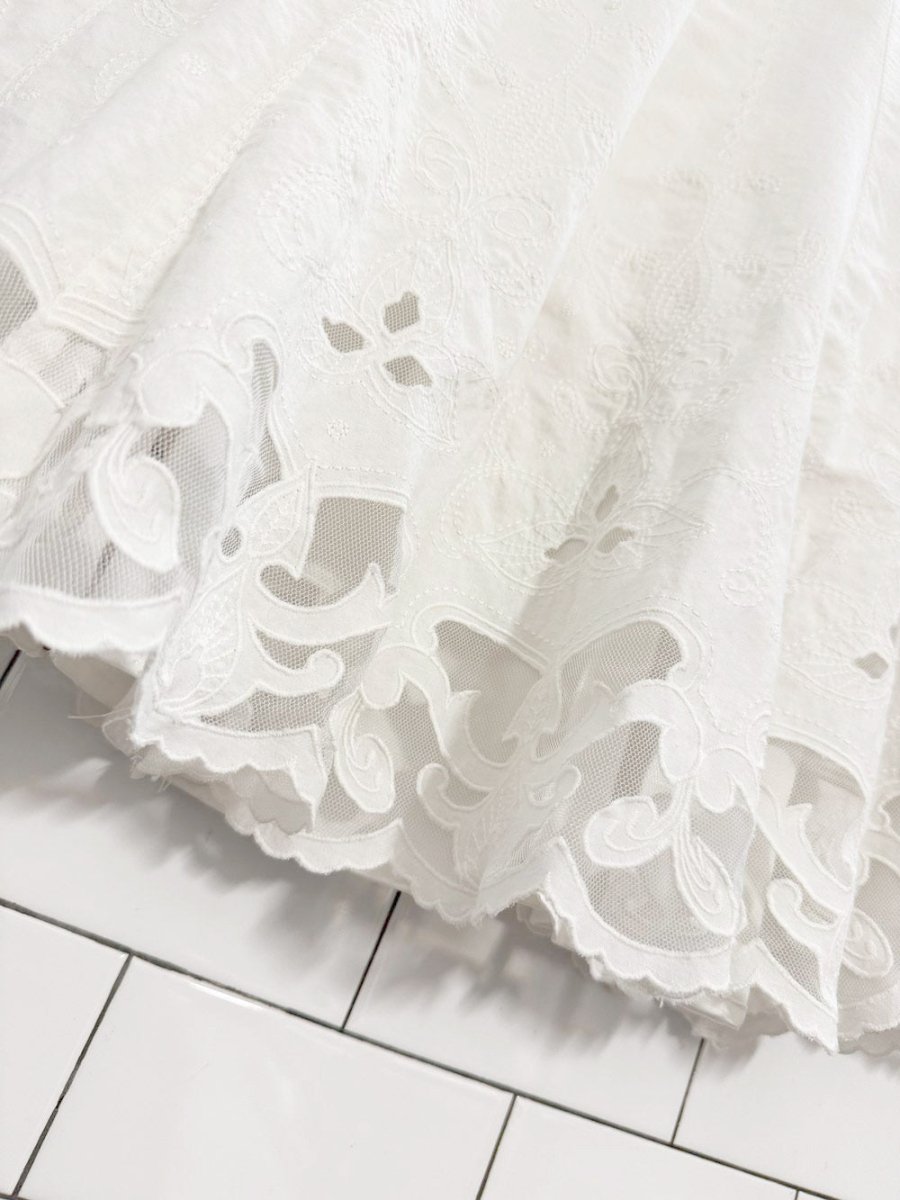 vintage 00s tailor lace trim knee - length skirt | b. moss company - good market thrift store