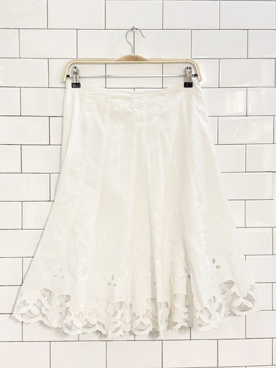 vintage 00s tailor lace trim knee - length skirt | b. moss company - good market thrift store