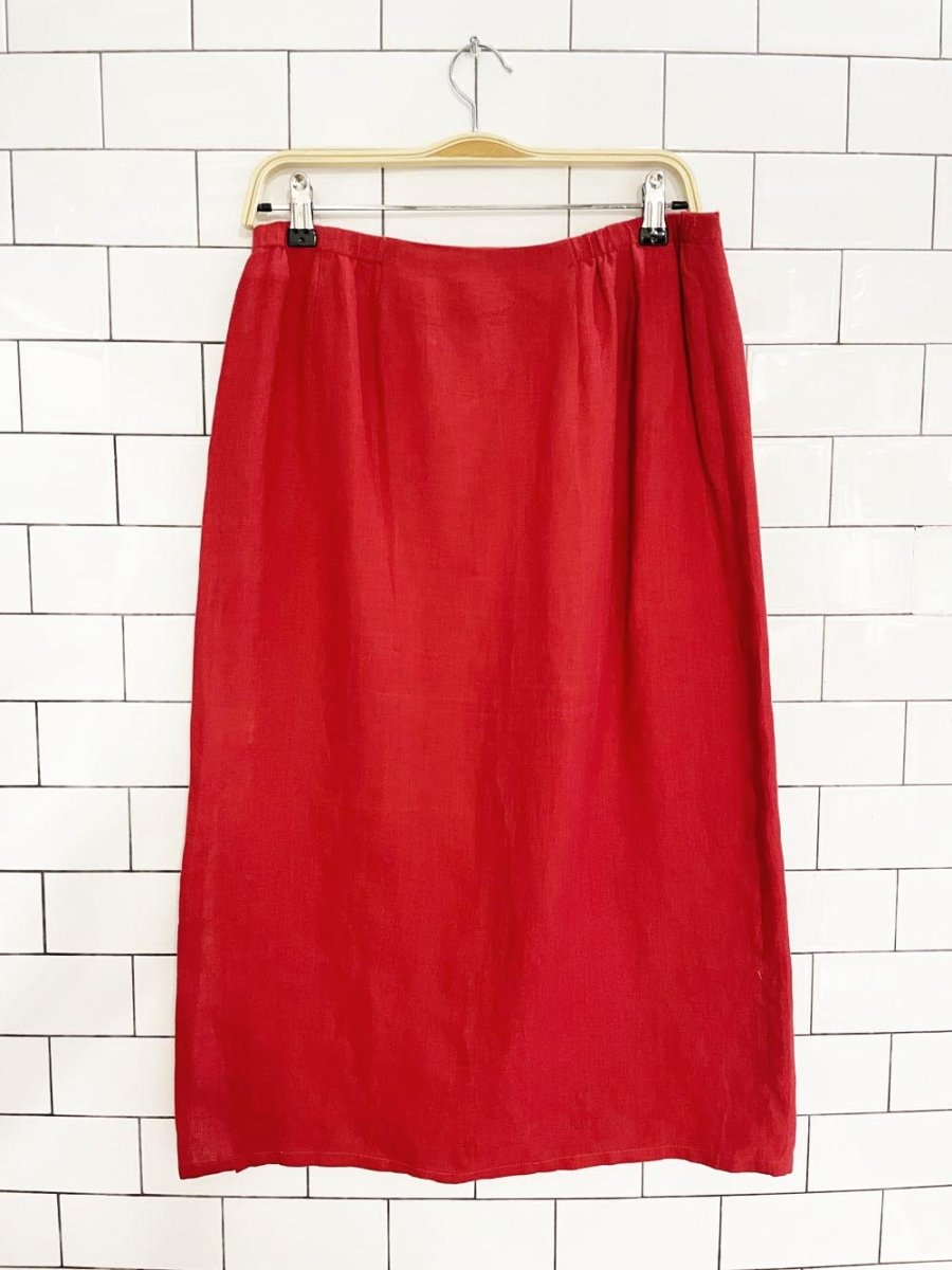 vintage 00s talbots 100% irish linen midi skirt - good market thrift store