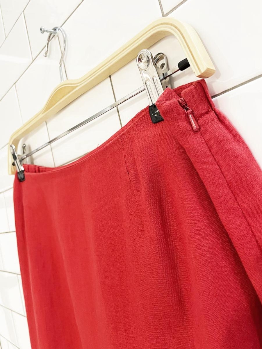 vintage 00s talbots 100% irish linen midi skirt - good market thrift store