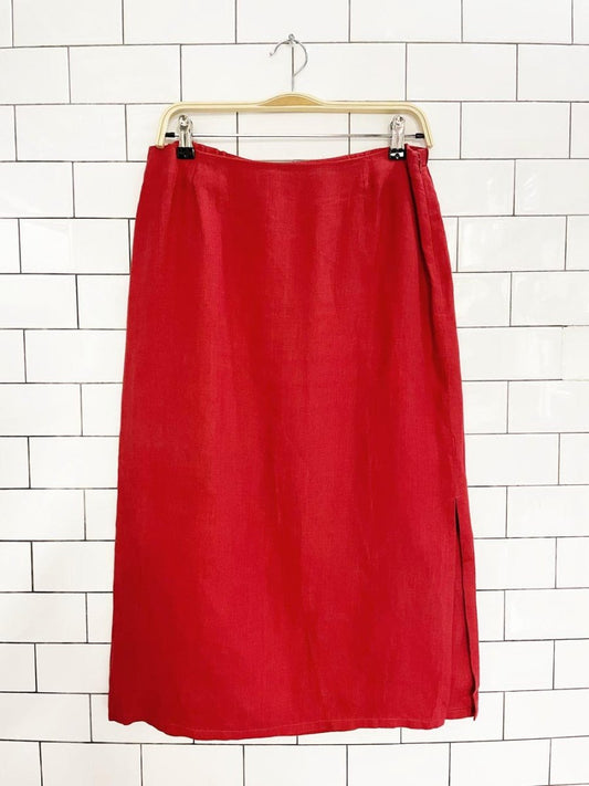 vintage 00s talbots 100% irish linen midi skirt - good market thrift store
