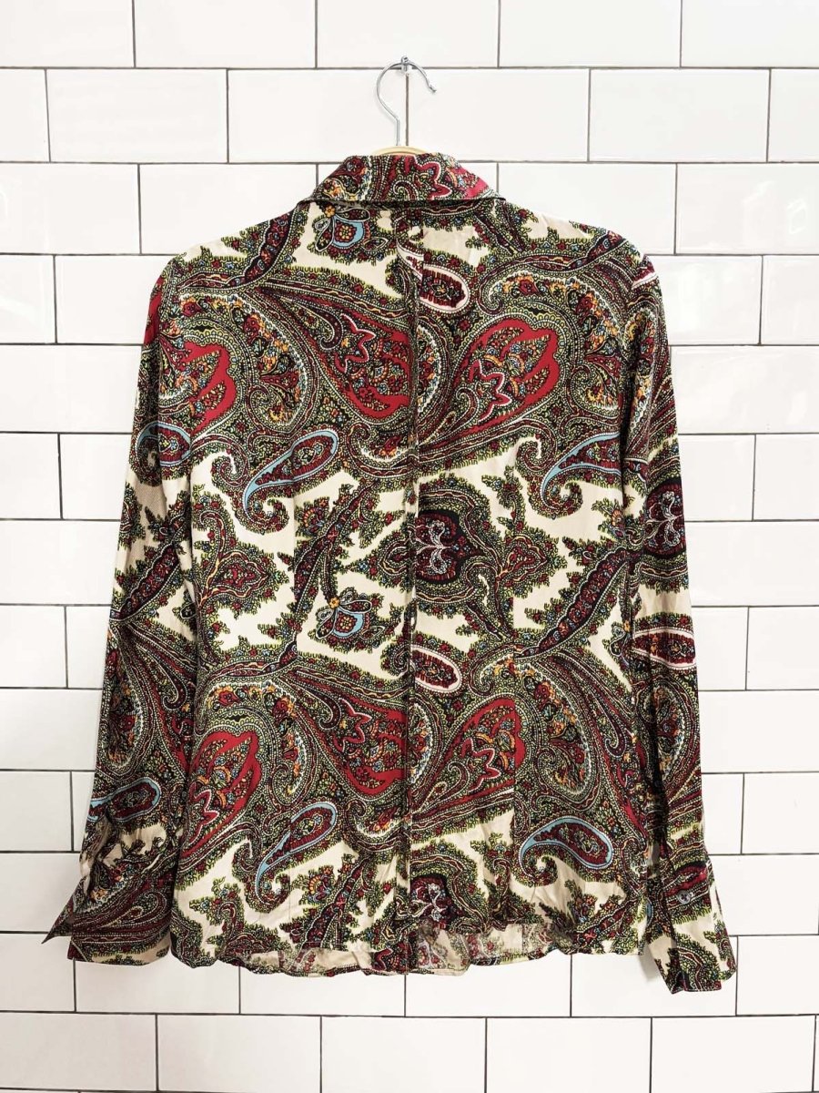 vintage 00s talbots 100% silk paisley fitted blouse - good market thrift store