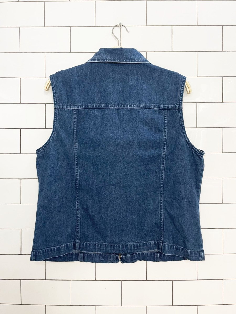 vintage 00s talbots full zip fitted denim vest top - good market thrift store