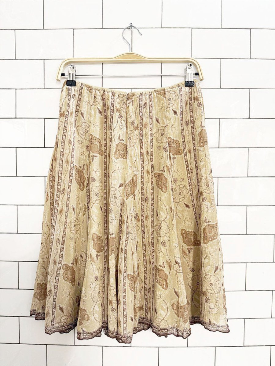 vintage 00s talbots silk - blend floral knee - length skirt - good market thrift store