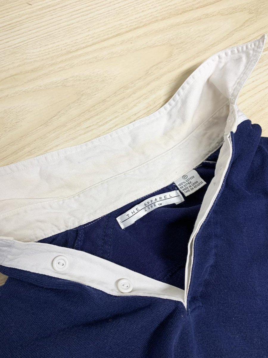 vintage 00s the apparel zone colour block long sleeve rugby polo shirt - good market thrift store