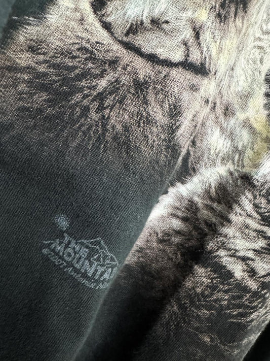 vintage 00s the mountain howling wolves tie dye cropped animal tee - good market thrift store