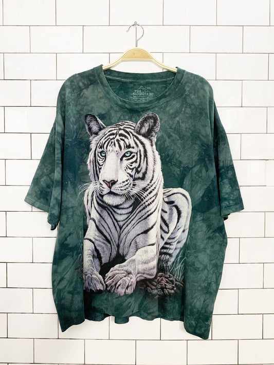 vintage 00s the mountain tie dye tiger animal tee | made in USA - good market thrift store
