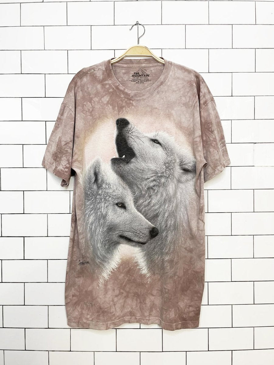 vintage 00s the mountain wolf print tie dye tee - good market thrift store