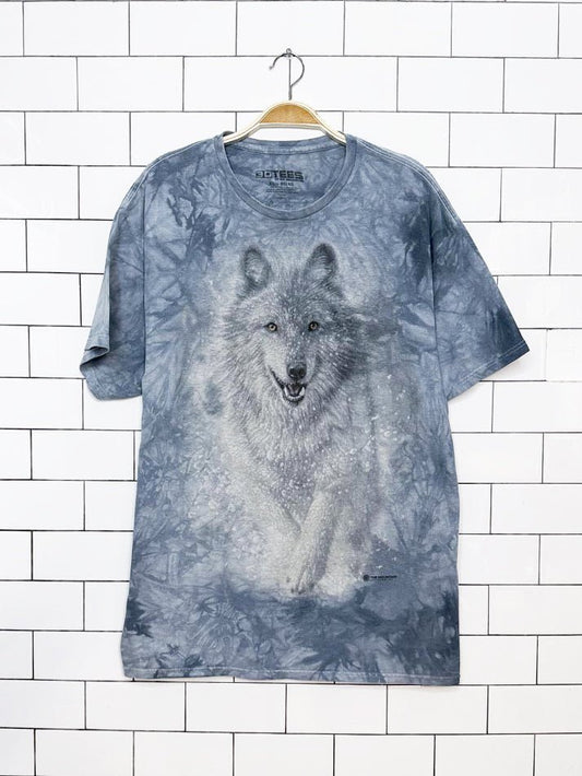 vintage 00s the mountain wolf print tie dye tee | made in USA - good market thrift store