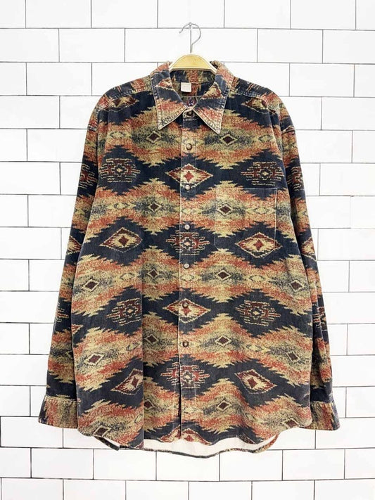 vintage 00s the territory ahead southwestern corduroy full button shirt - good market thrift store