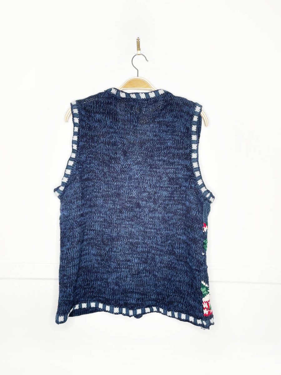 vintage 00s tiara embroidered festive things chunky knit vest - good market thrift store