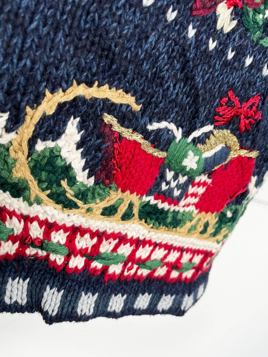 vintage 00s tiara embroidered festive things chunky knit vest - good market thrift store