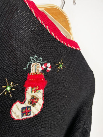 vintage 00s tiara holiday stockings knit cardigan - good market thrift store