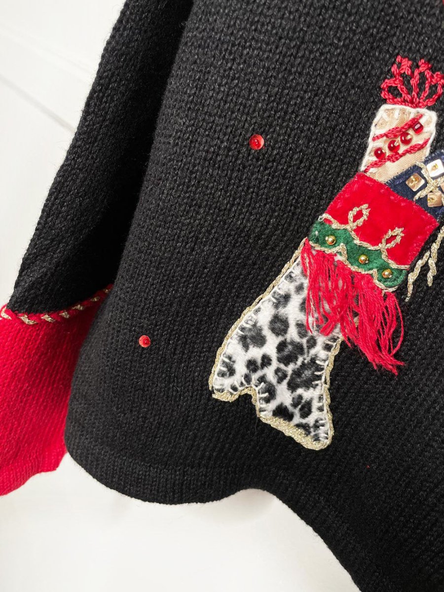 vintage 00s tiara holiday stockings knit cardigan - good market thrift store