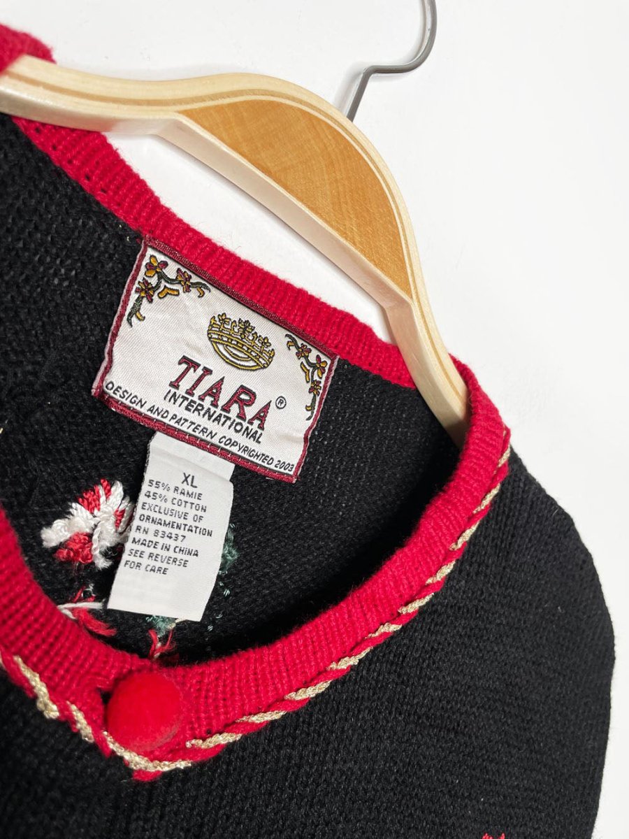 vintage 00s tiara holiday stockings knit cardigan - good market thrift store