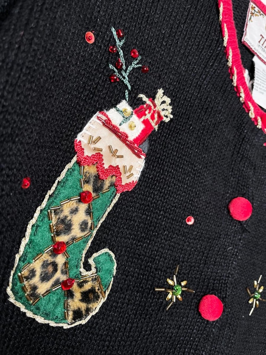 vintage 00s tiara holiday stockings knit cardigan - good market thrift store