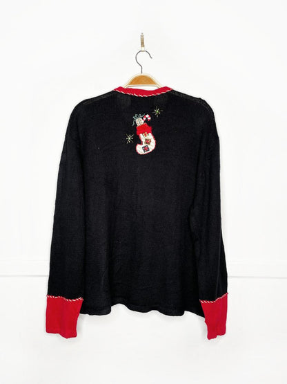 vintage 00s tiara holiday stockings knit cardigan - good market thrift store