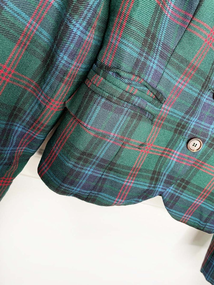 vintage 00s tommy hilfiger 100% wool tartan velvet collar blazer - good market thrift store