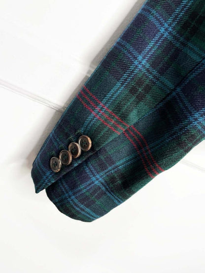 vintage 00s tommy hilfiger 100% wool tartan velvet collar blazer - good market thrift store