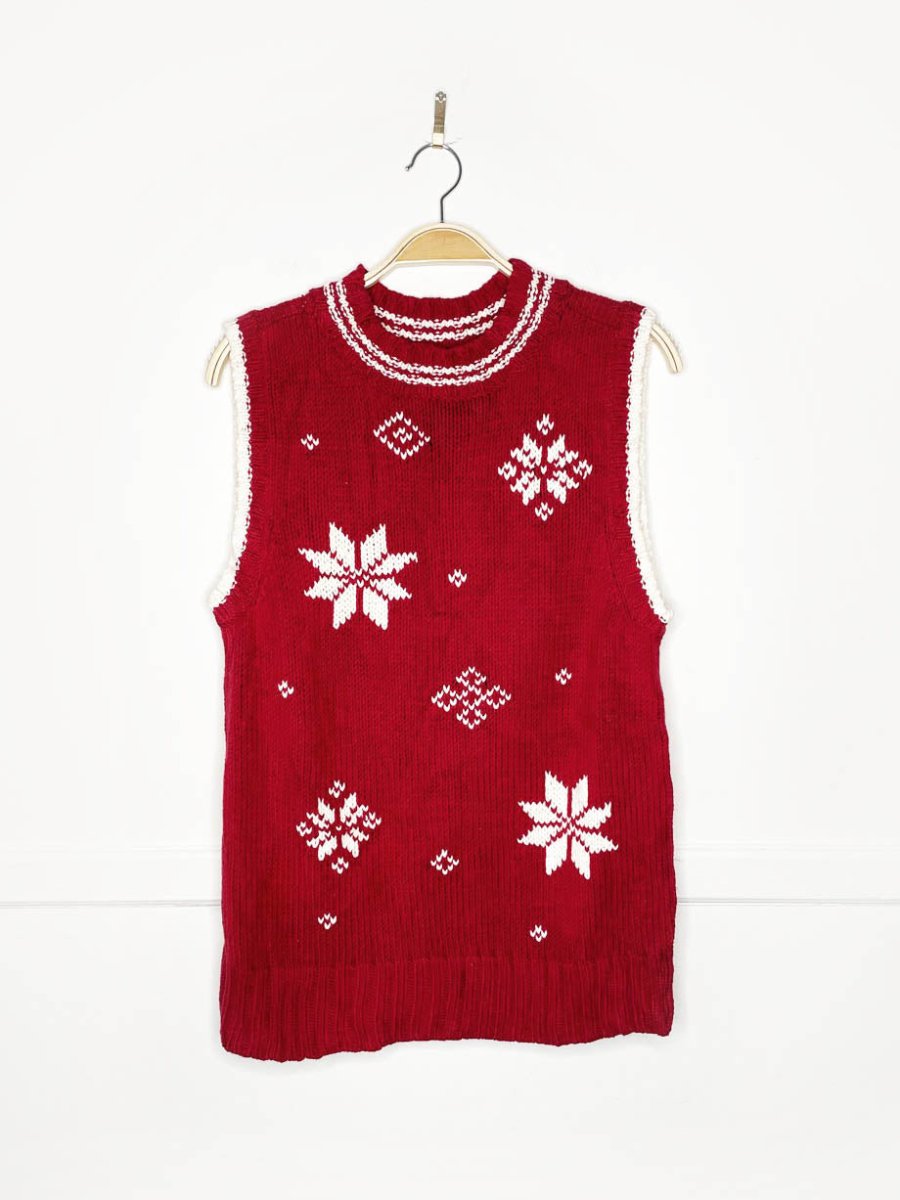 vintage 00s tommy hilfiger knit snowflake sweater vest - good market thrift store