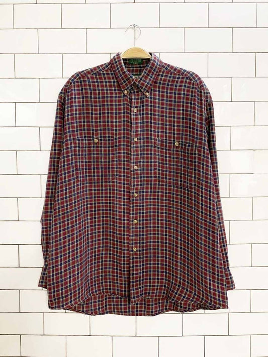 vintage 00s tt&co soft flannel plaid full button shirt - good market thrift store