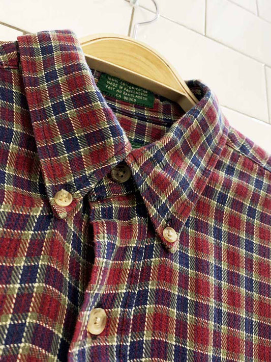 vintage 00s tt&co soft flannel plaid full button shirt - good market thrift store