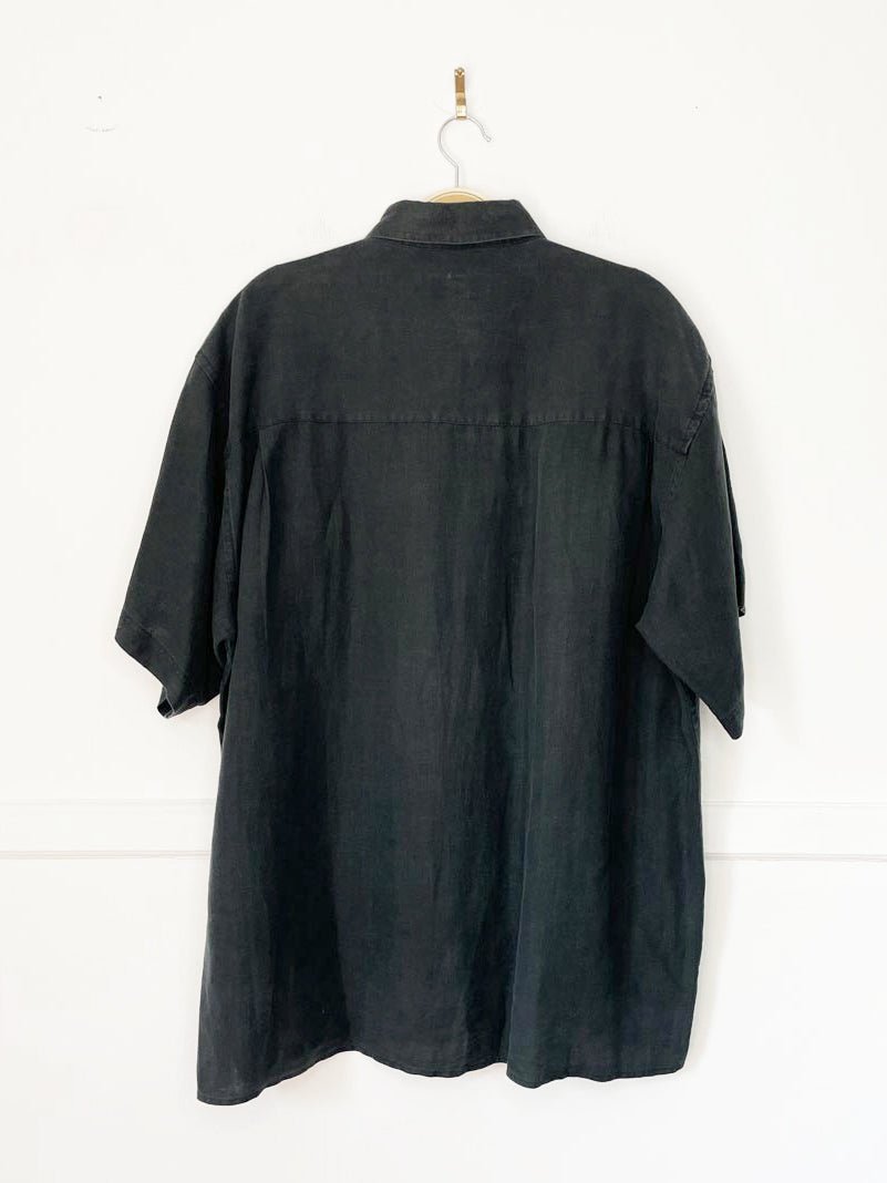 vintage 00s tundra 100% linen full button shirt - good market thrift store