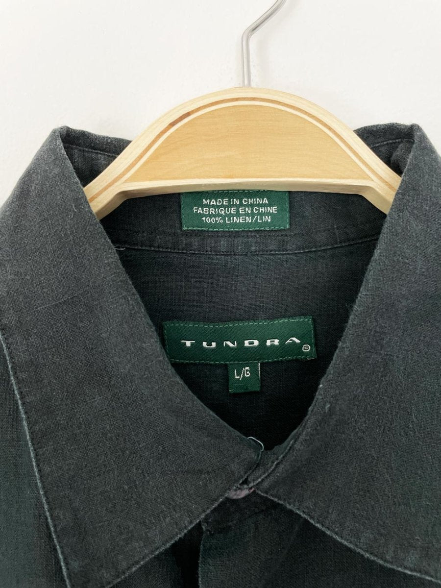 vintage 00s tundra 100% linen full button shirt - good market thrift store