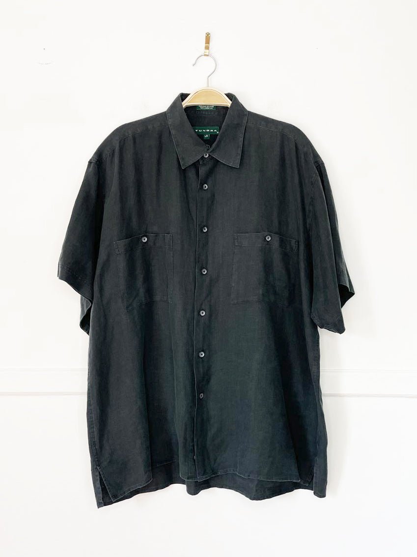 vintage 00s tundra 100% linen full button shirt - good market thrift store