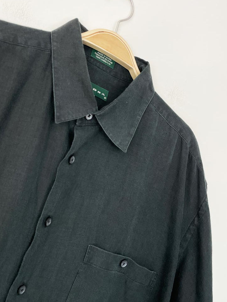 vintage 00s tundra 100% linen full button shirt - good market thrift store