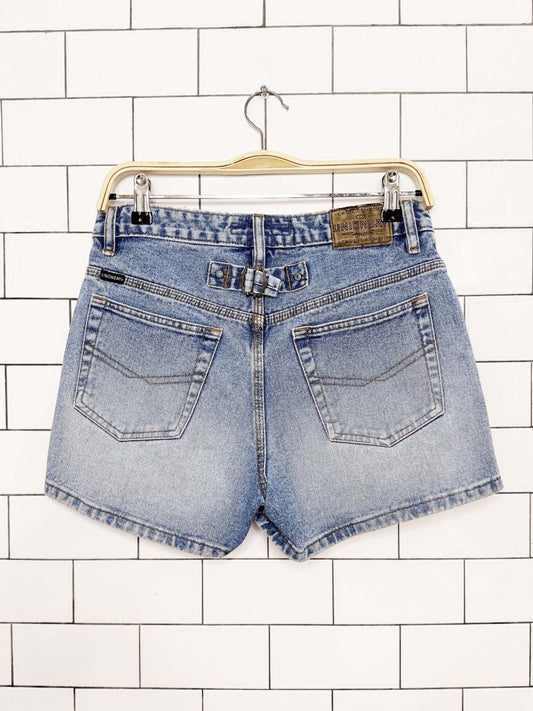 vintage 00s union bay belted back denim shorts - good market thrift store