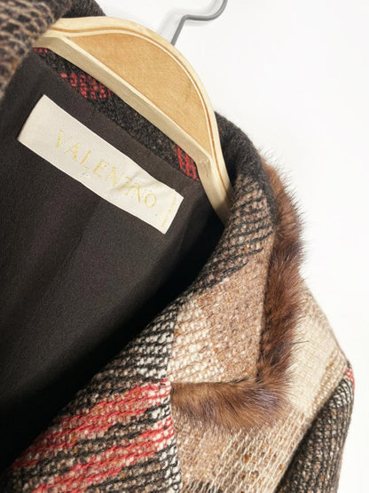 vintage 00s valentino mink - trim 100% wool tweed jacket | silk lining - good market thrift store