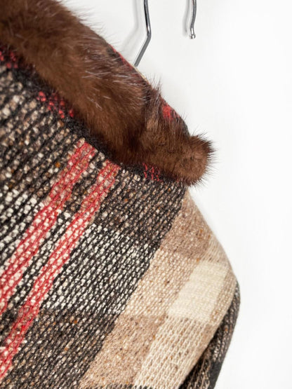 vintage 00s valentino mink - trim 100% wool tweed jacket | silk lining - good market thrift store