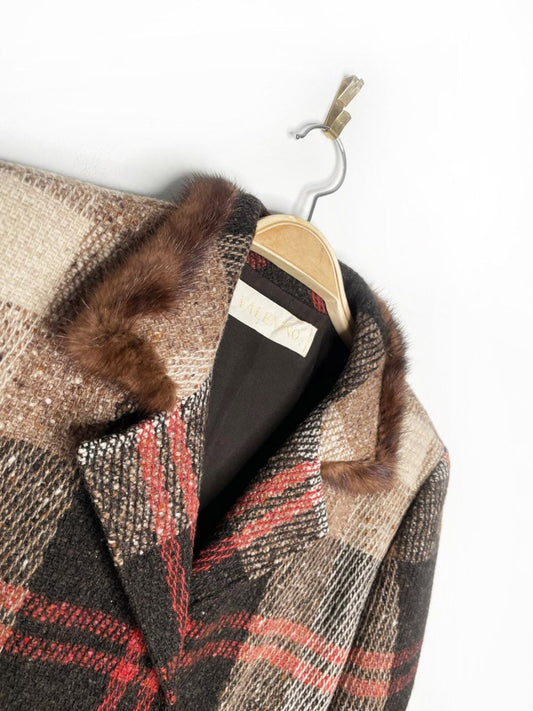 vintage 00s valentino mink - trim 100% wool tweed jacket | silk lining - good market thrift store