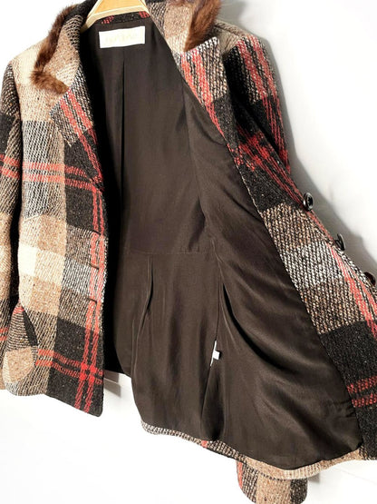 vintage 00s valentino mink - trim 100% wool tweed jacket | silk lining - good market thrift store