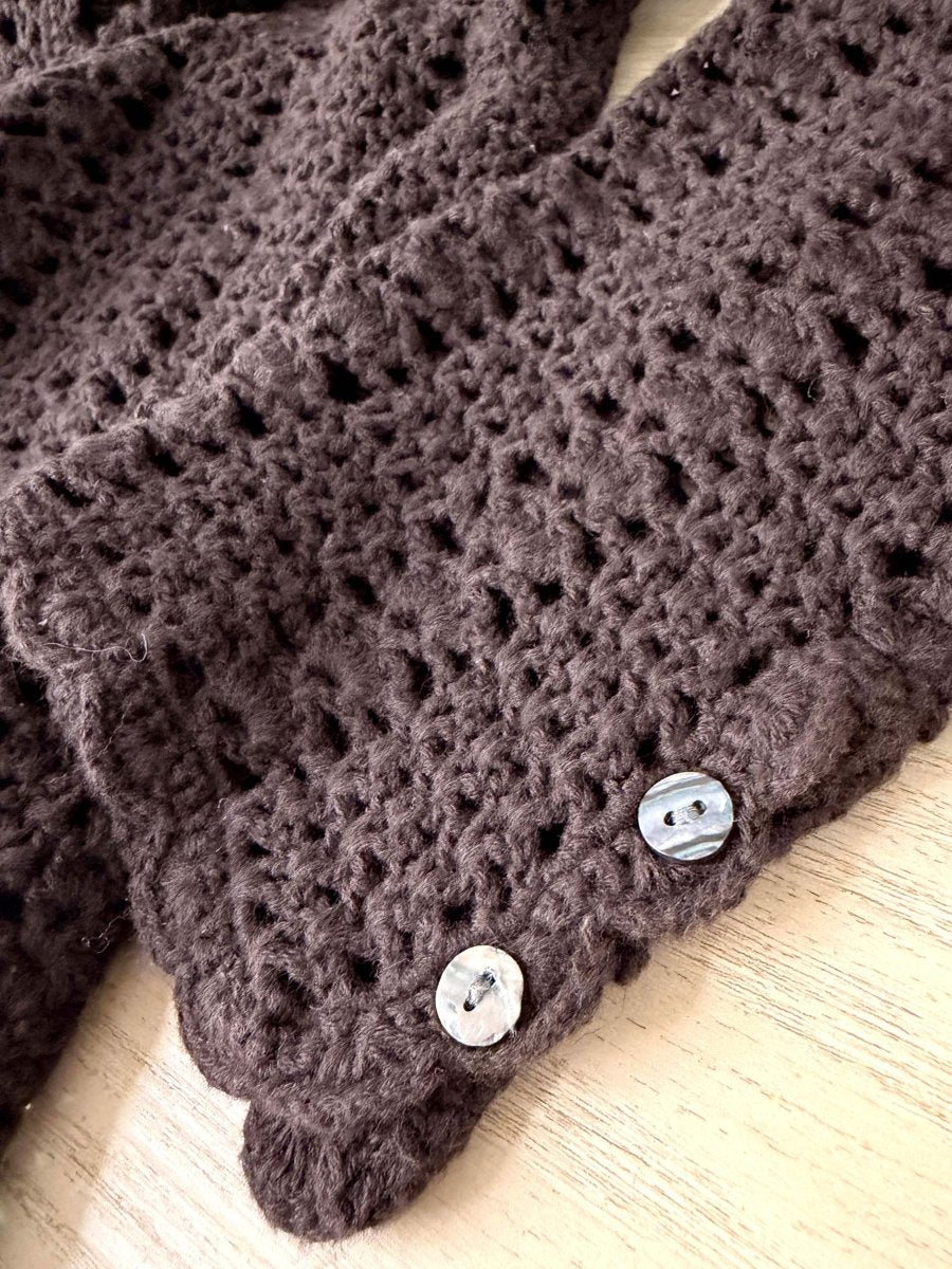 vintage 00s valerie stevens crochet knit shell button cardigan - good market thrift store